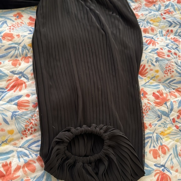 White House Black Market  Black velvet Dress with Sheer Boho Sleeves - Picture 5 of 6